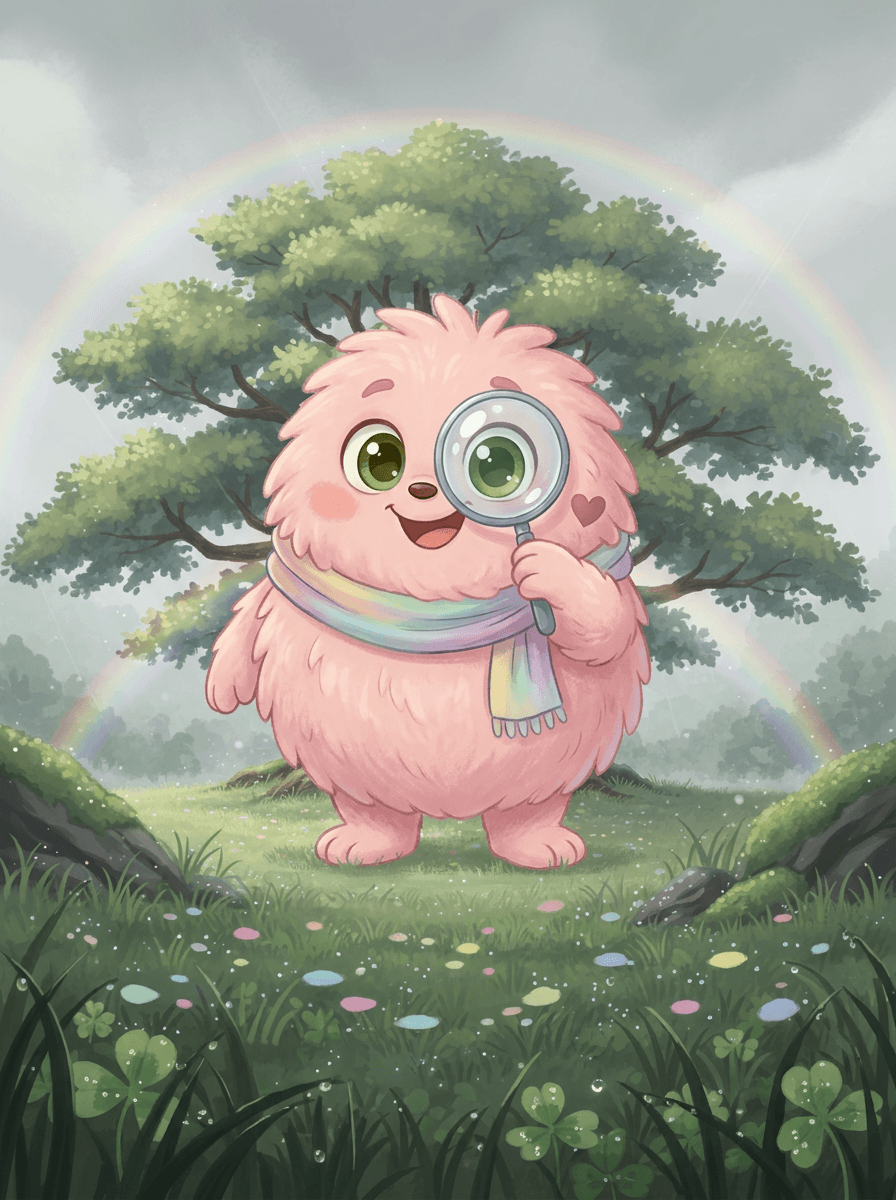 Fluffy, a rózsaszín detektív nyomoz az erdőben az ellopott színek után.