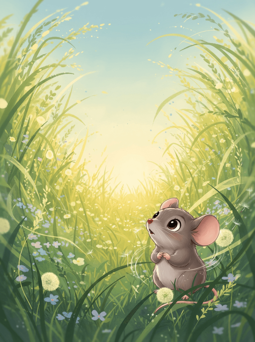 Mila the Mouse explores the tall grass of the musical Emerald Meadow.