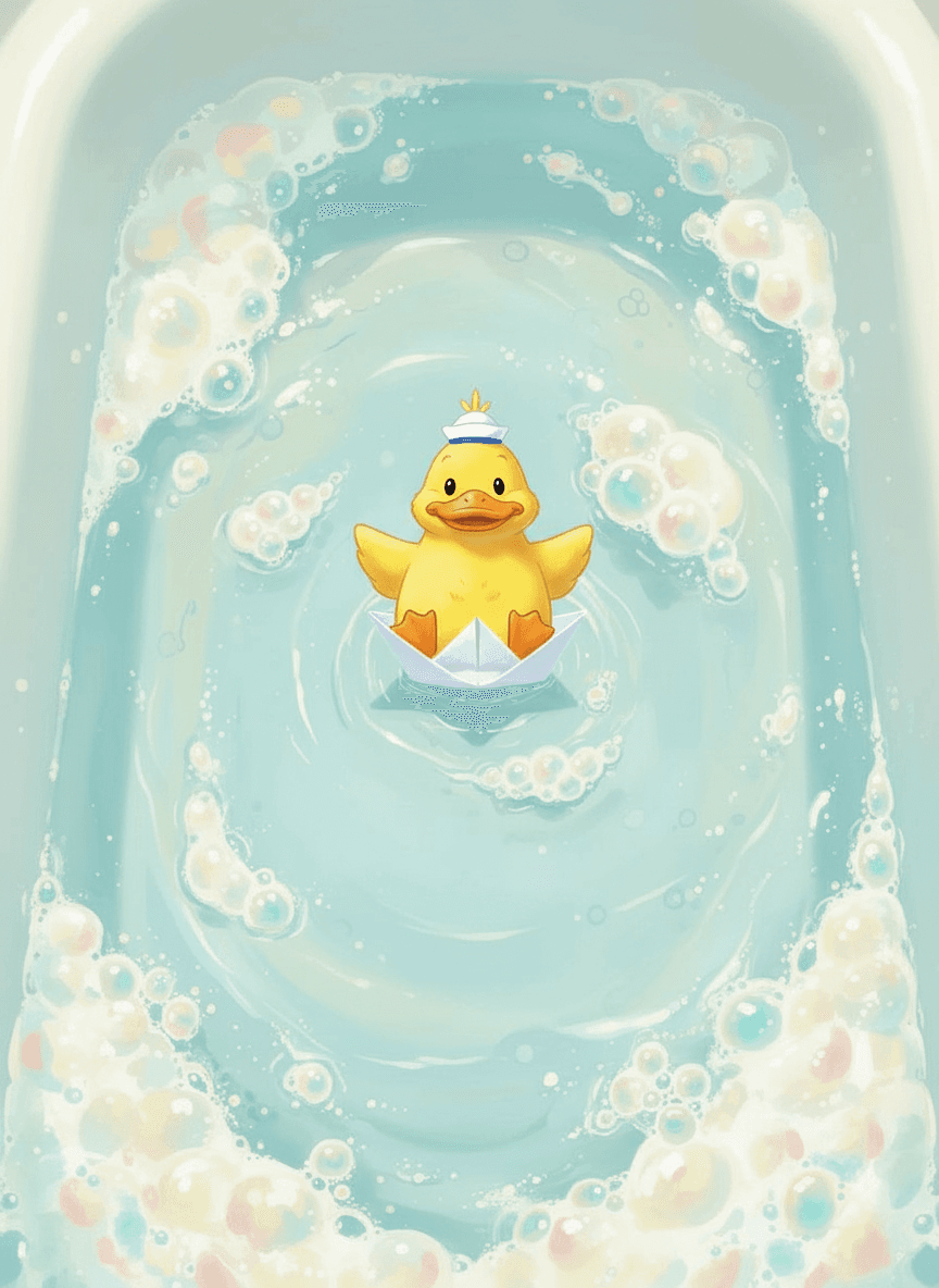 Capitán Pato y su familia navegan en un barquito entre burbujas.