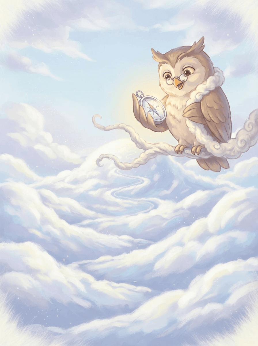 Laskavý pan Spánek v měsíčním plášti na vrcholu měkkého Vatového kopce.