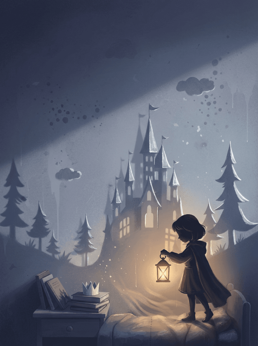 Mia and Leo riding a giant origami dragon through a paper kingdom.