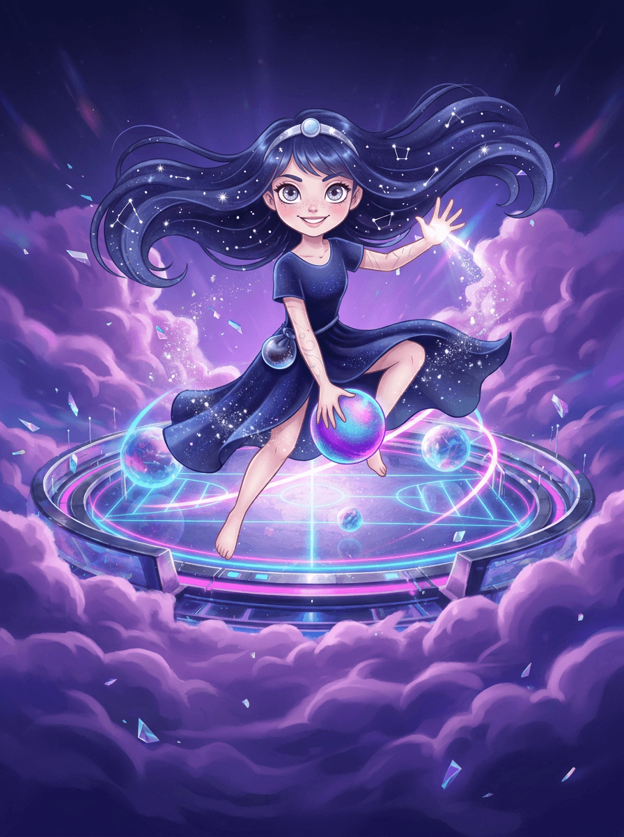 Nova, a menina estelar, no ginásio da Academia Starlight jogando queimada.