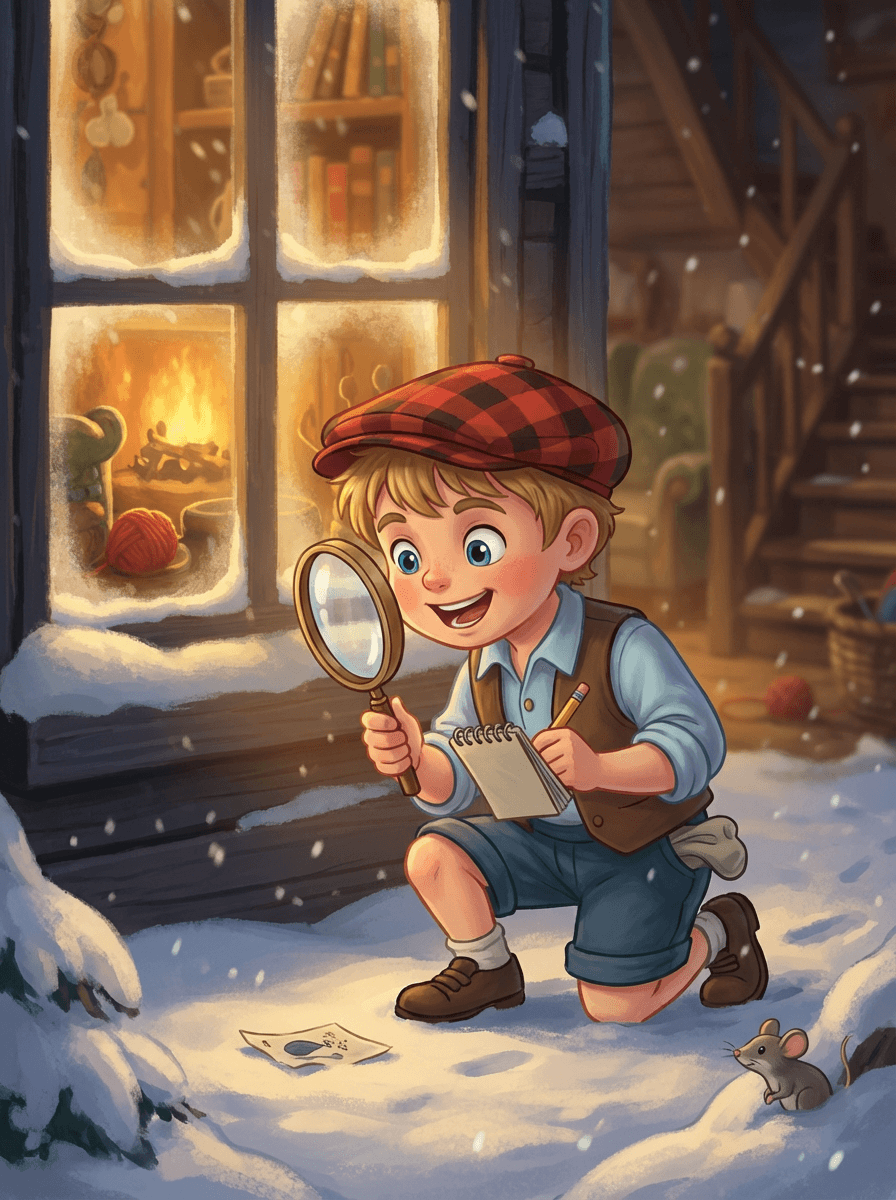 Sedmiletý detektiv Jakub s lupou a dědeček v podkroví hledají ztracené jehlice.